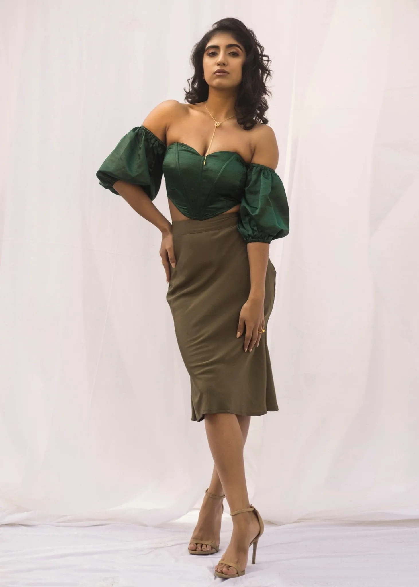 AMELIE Satin Midi Skirt