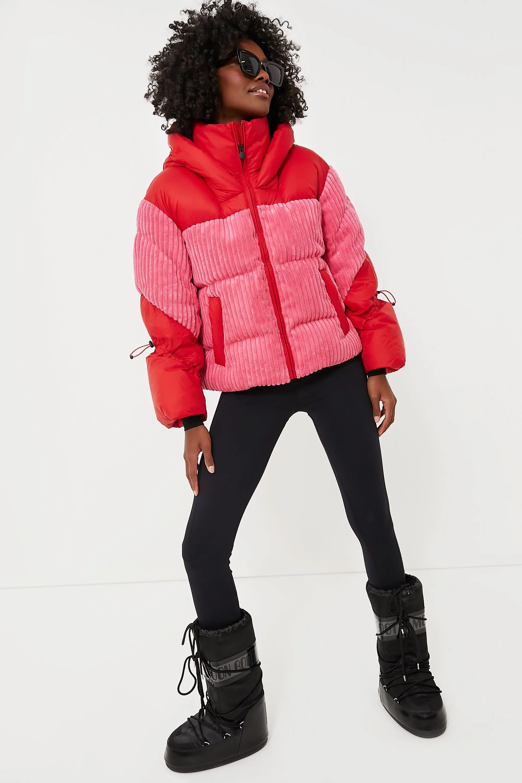 Azalea Pink and Red Zao Short Down Jacket