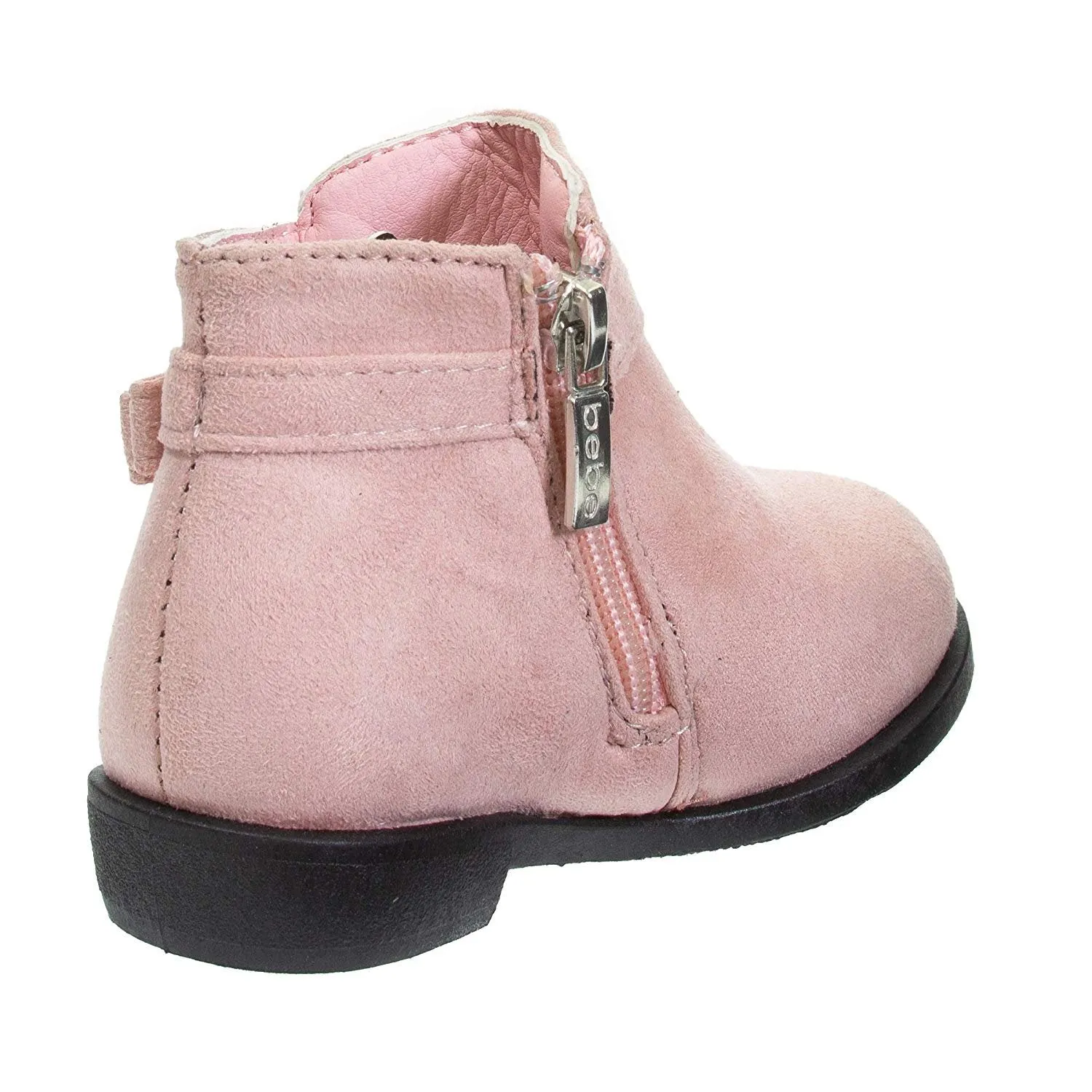 bebe Toddler Girls Ankle Boots Side Bow Slip-On Low-Heel Fashion Microsuede Shoes