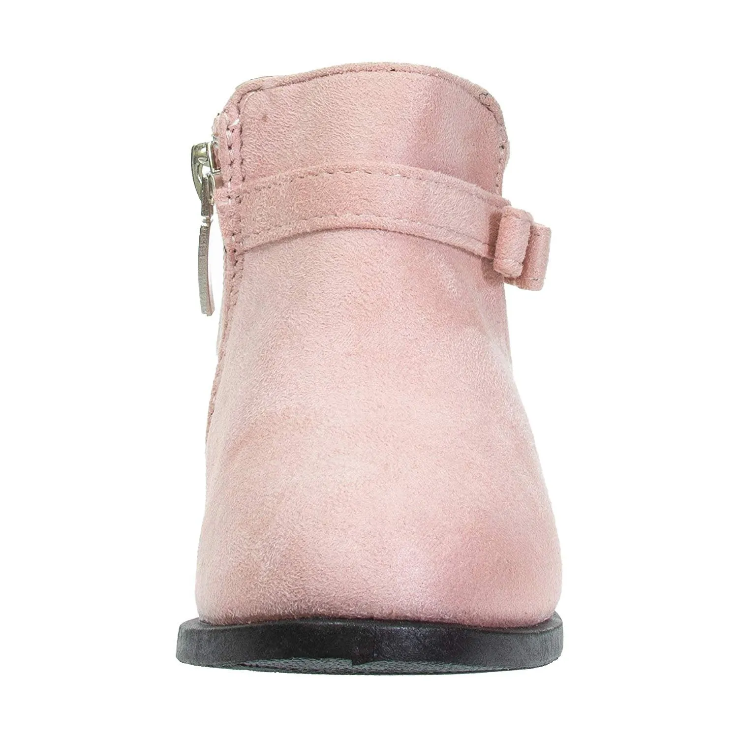 bebe Toddler Girls Ankle Boots Side Bow Slip-On Low-Heel Fashion Microsuede Shoes
