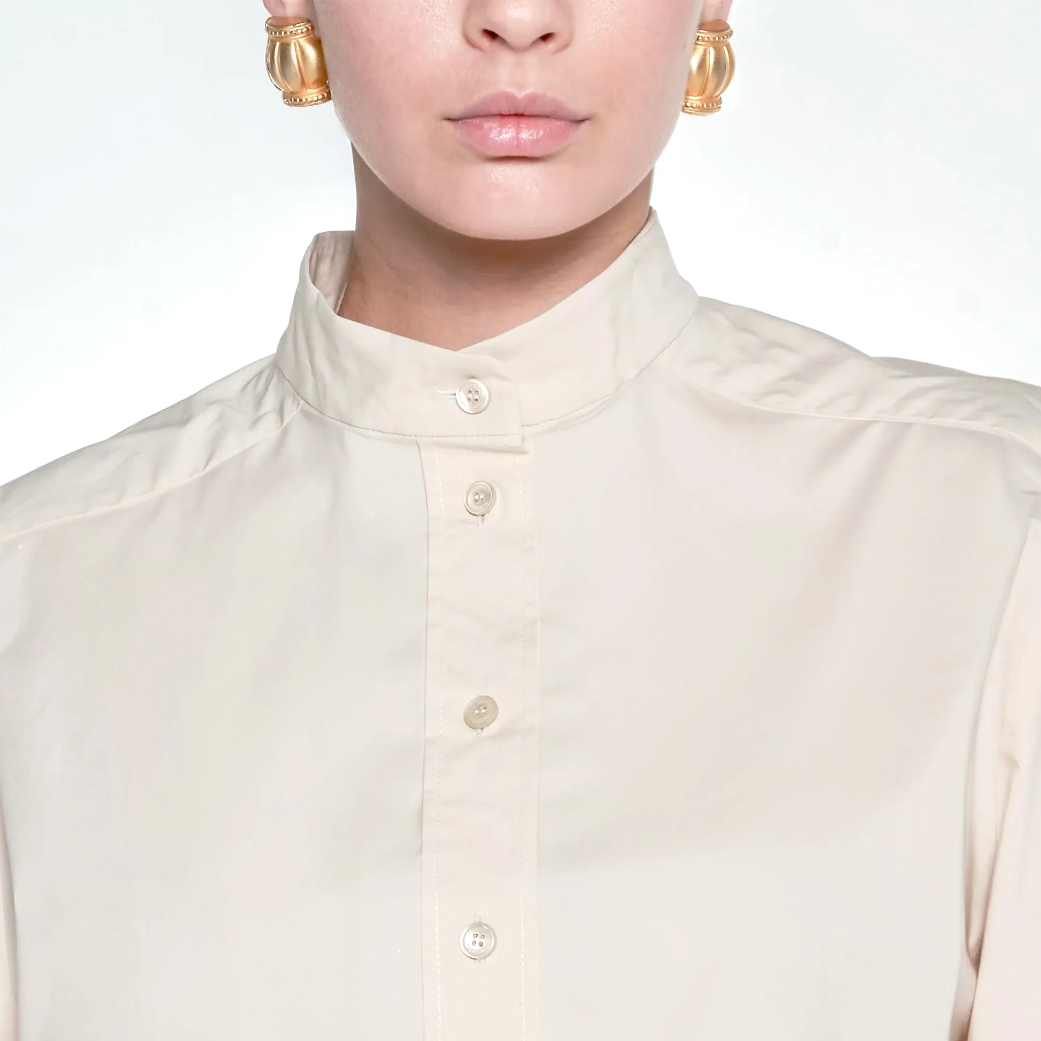 Beige Long Sleeve Poplin Shirt