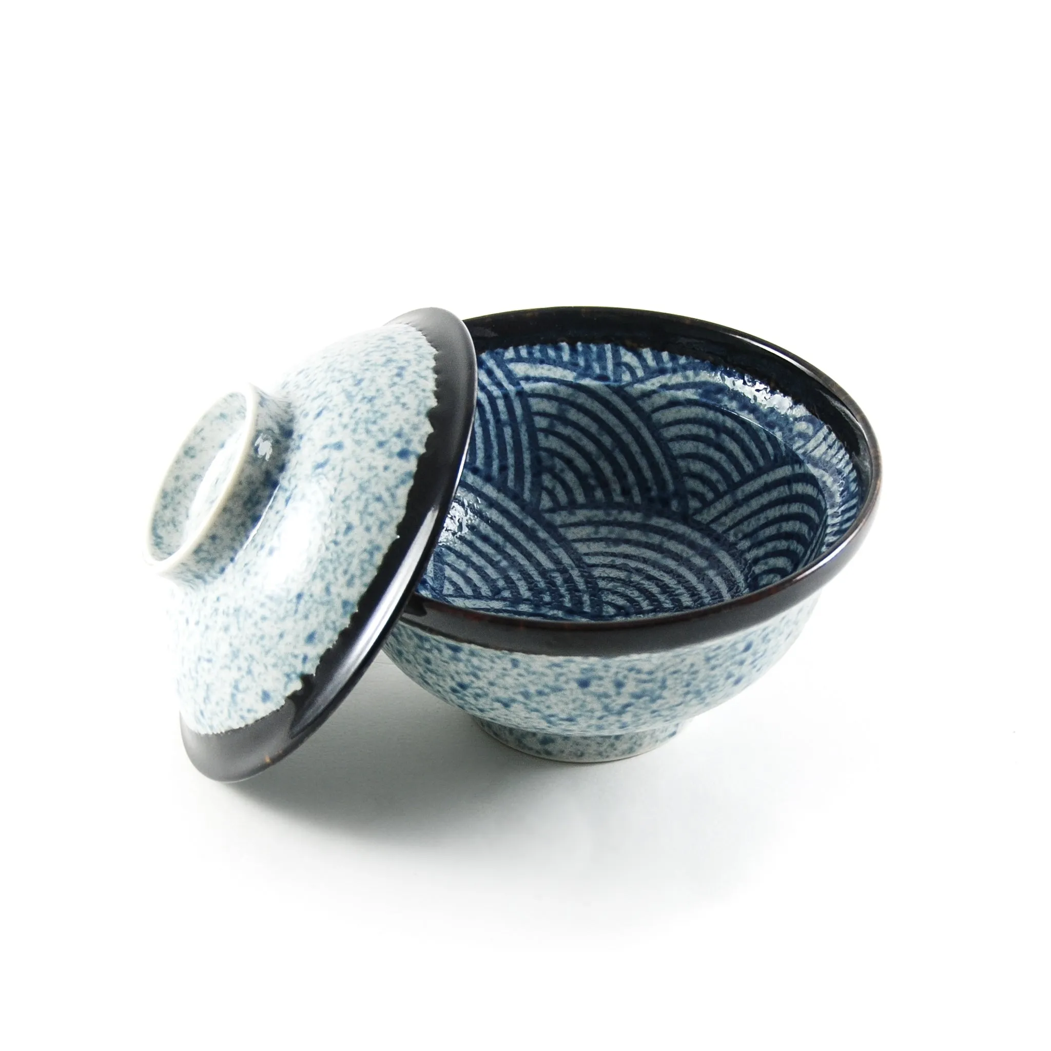 Blue Wave Covered Bowl, 15.7cm