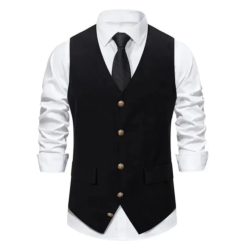 BONSIR  -  Men's Autumn and Winter New Suit Vest Solid Single Breasted Men's Vest