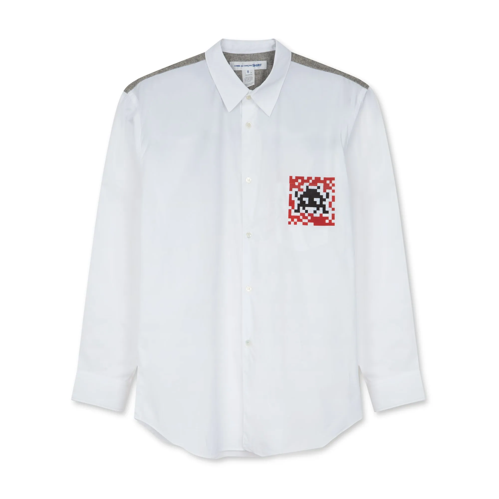 CDG Shirt - Invader Cotton Shirt - (White/Grey)