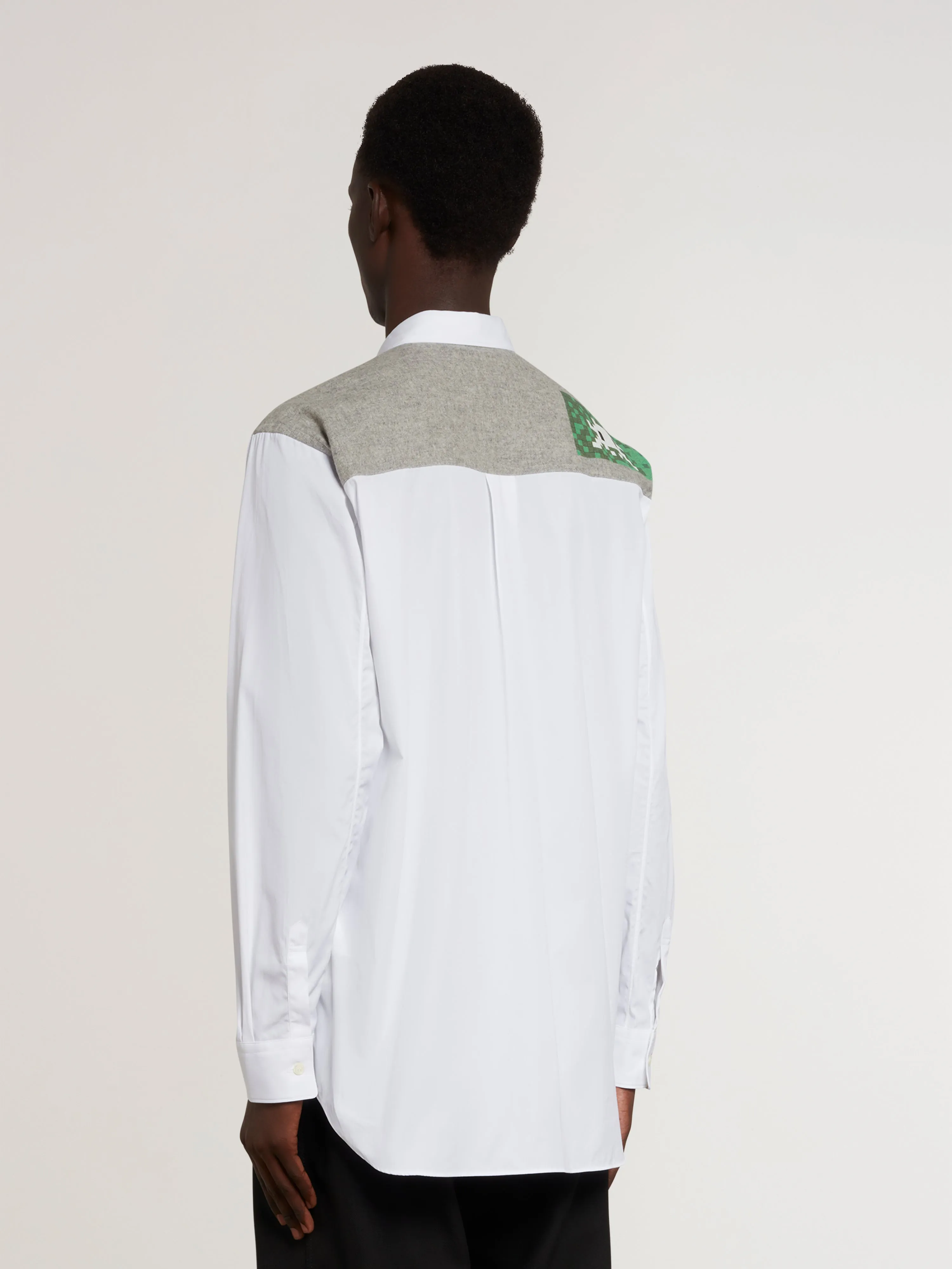 CDG Shirt - Invader Cotton Shirt - (White/Grey)