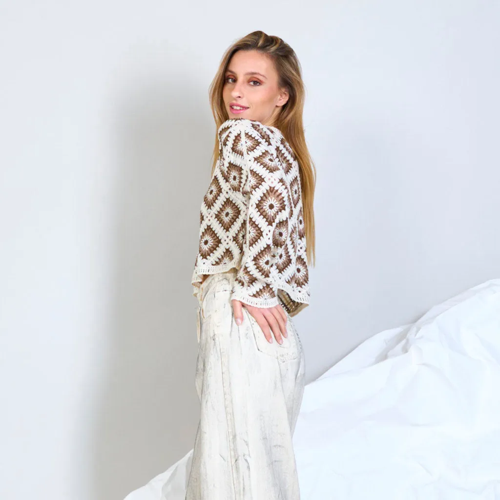 Cropped crochet sweater wholesale