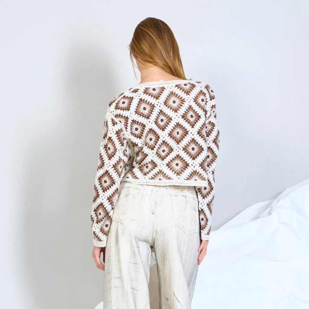 Cropped crochet sweater wholesale