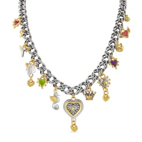 Double French Curb Mega Charm Necklace