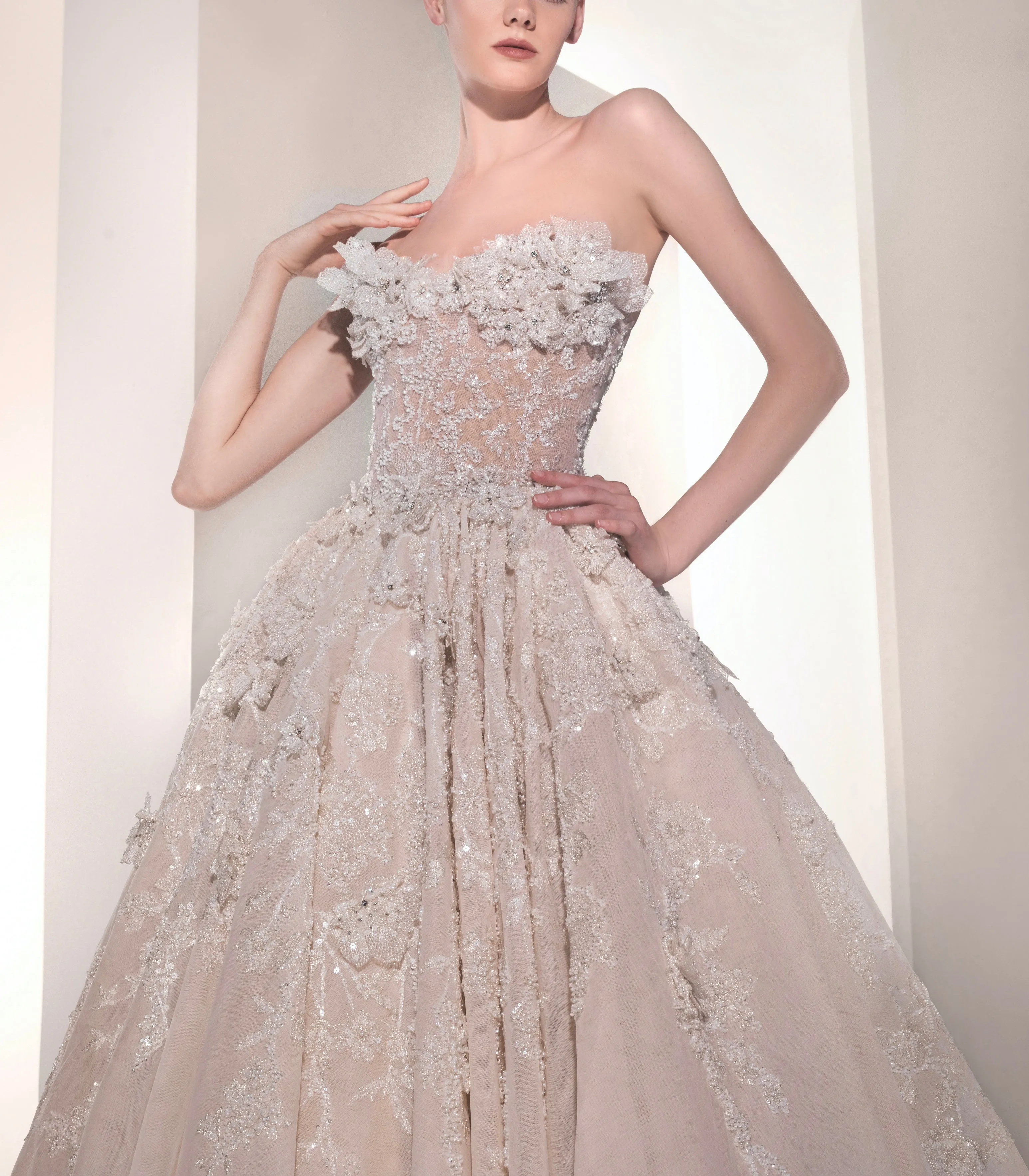 Fitted Tulle Dress in Blush Color