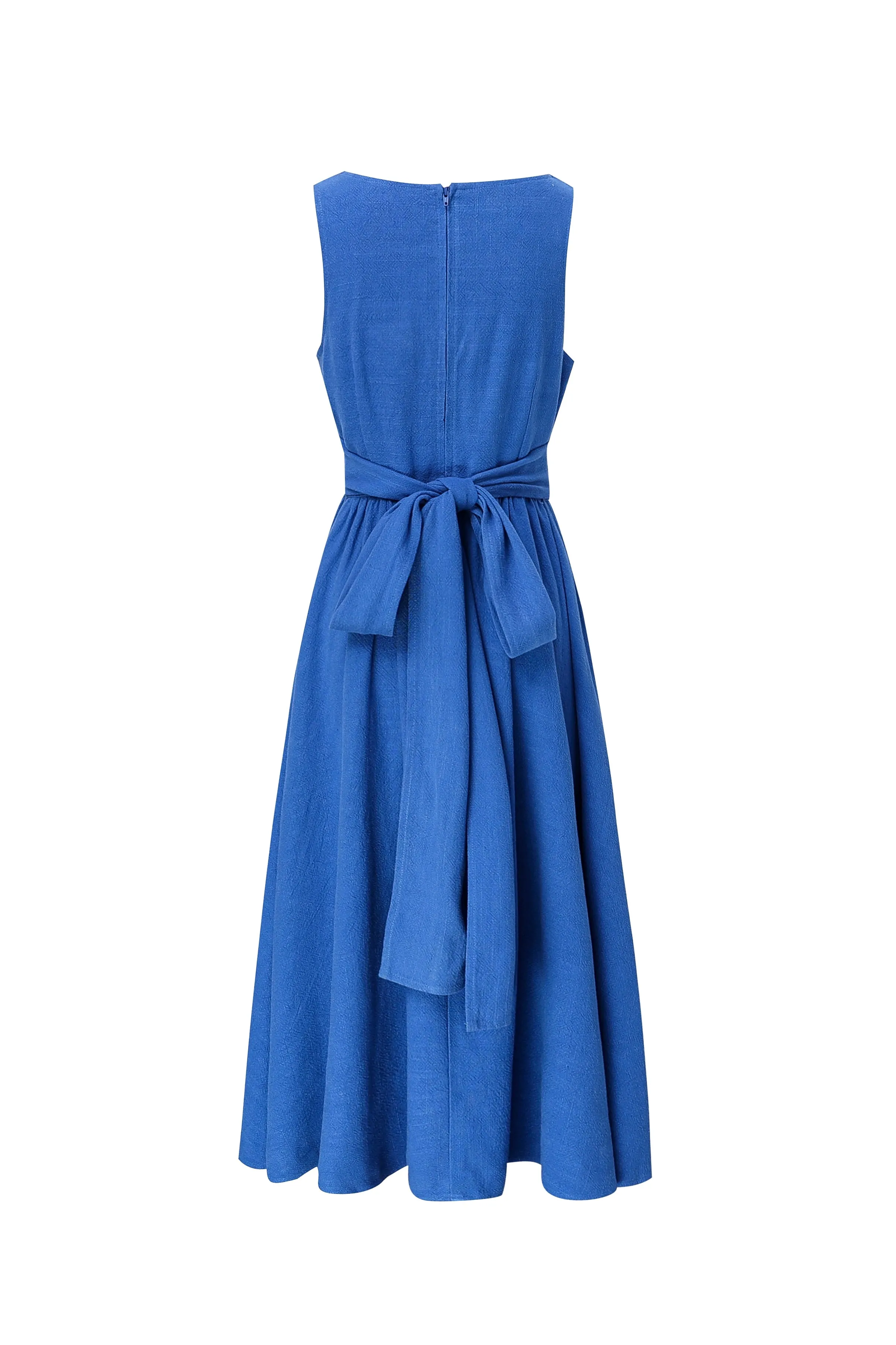 French Blue Farm Chores Midi Linen Dress