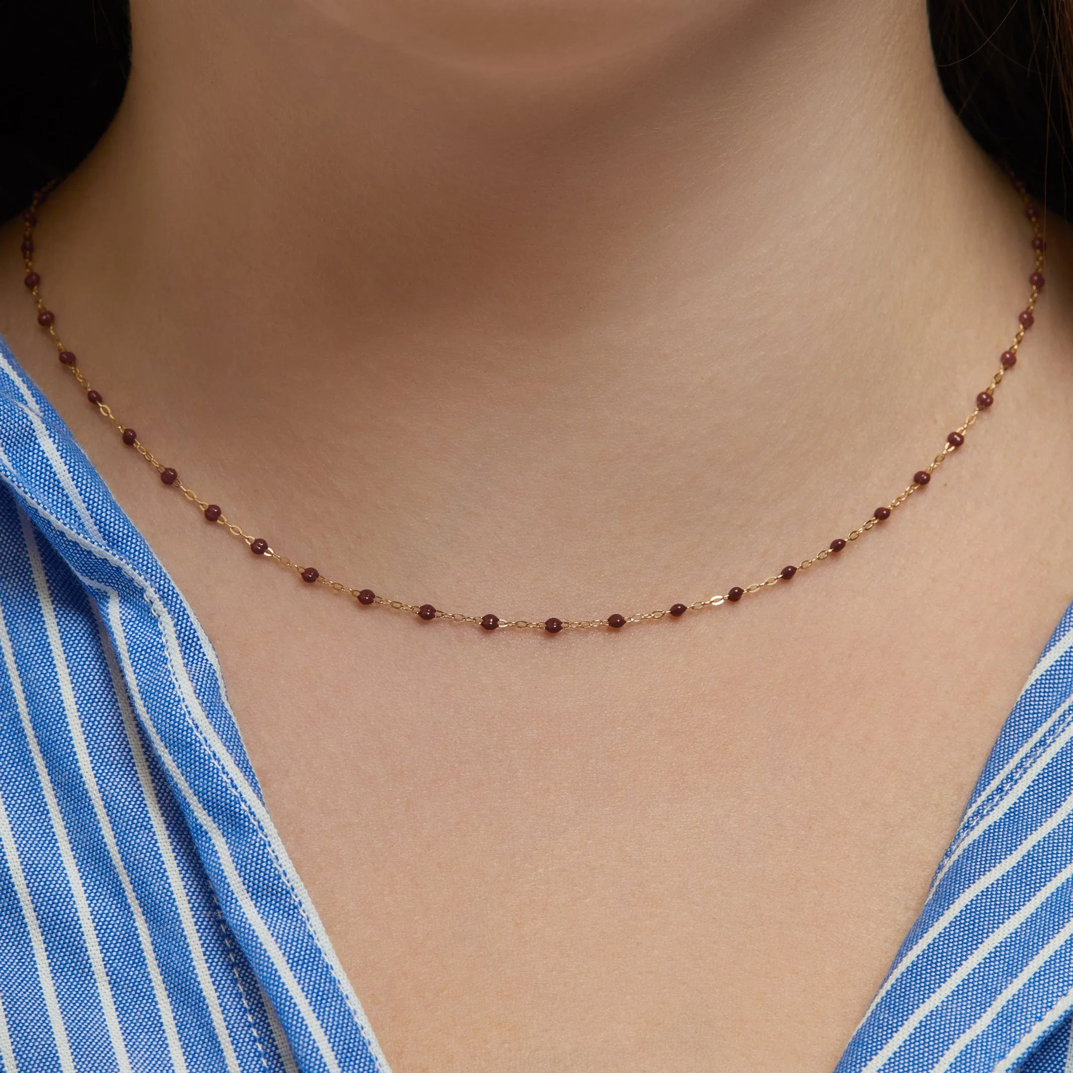 Gigi Clozeau Classic Yellow Gold Necklace in Bordeaux
