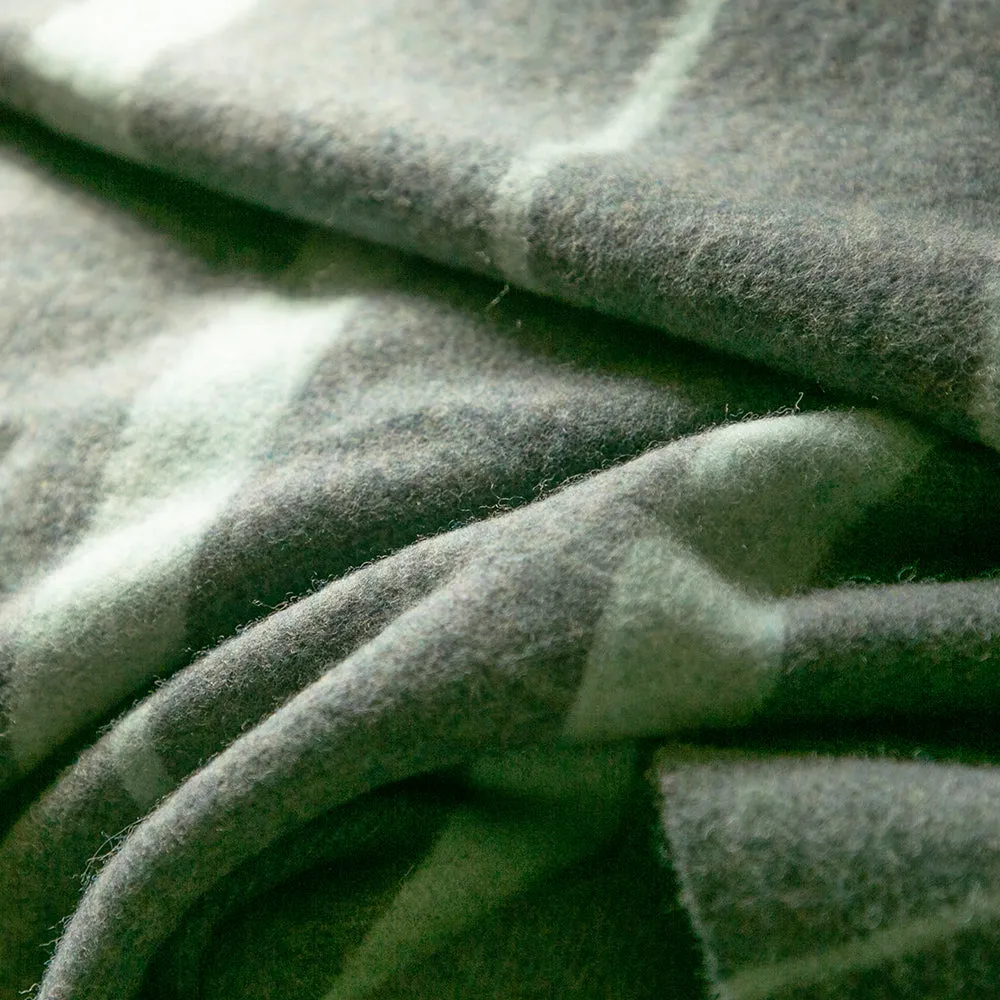 Grey & Aqua Merino & Lambswool Check Blanket
