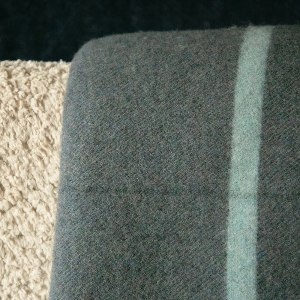 Grey & Aqua Merino & Lambswool Check Blanket