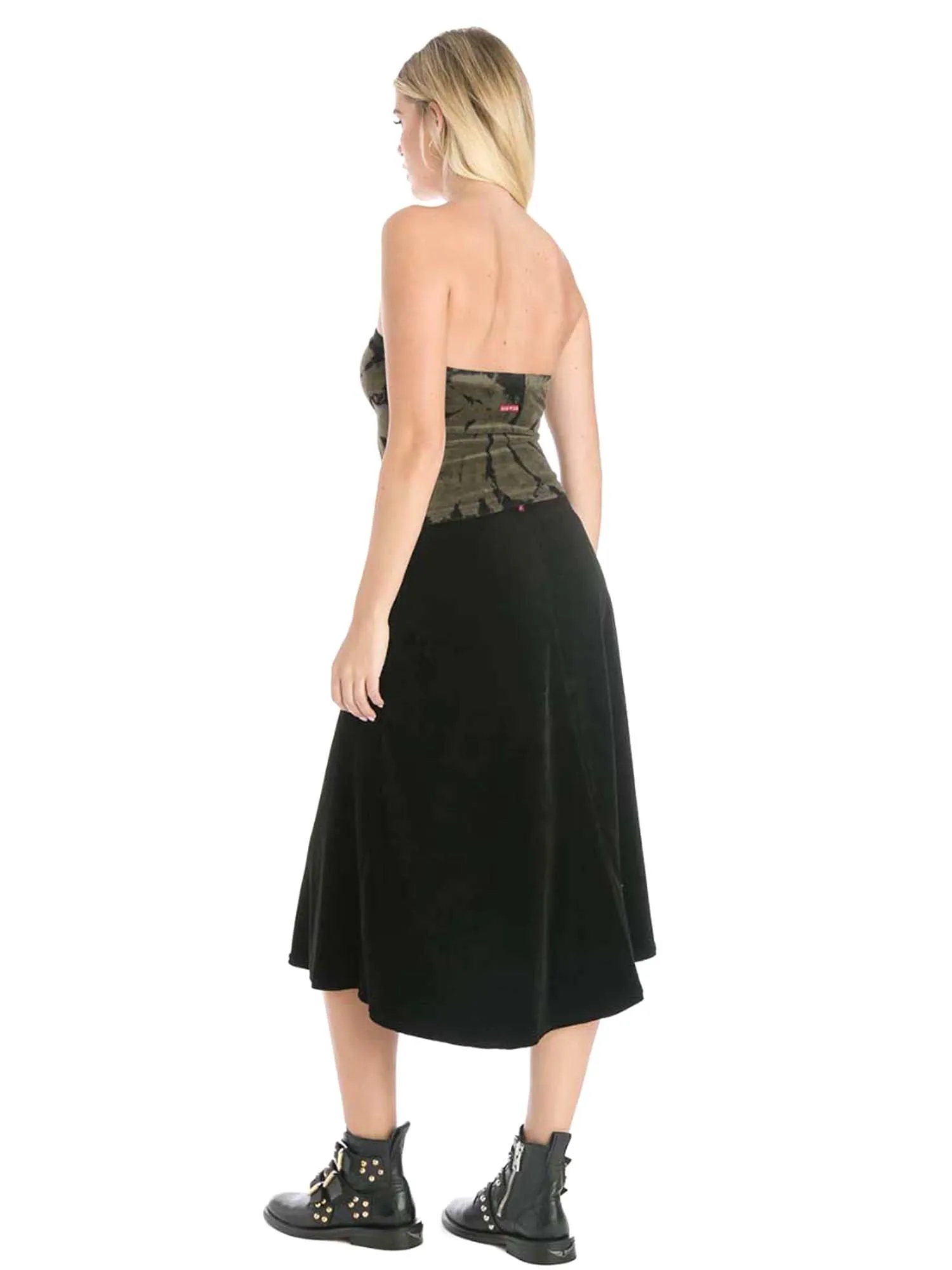 Hard Tail Velour Midi Flare Skirt (V-207)
