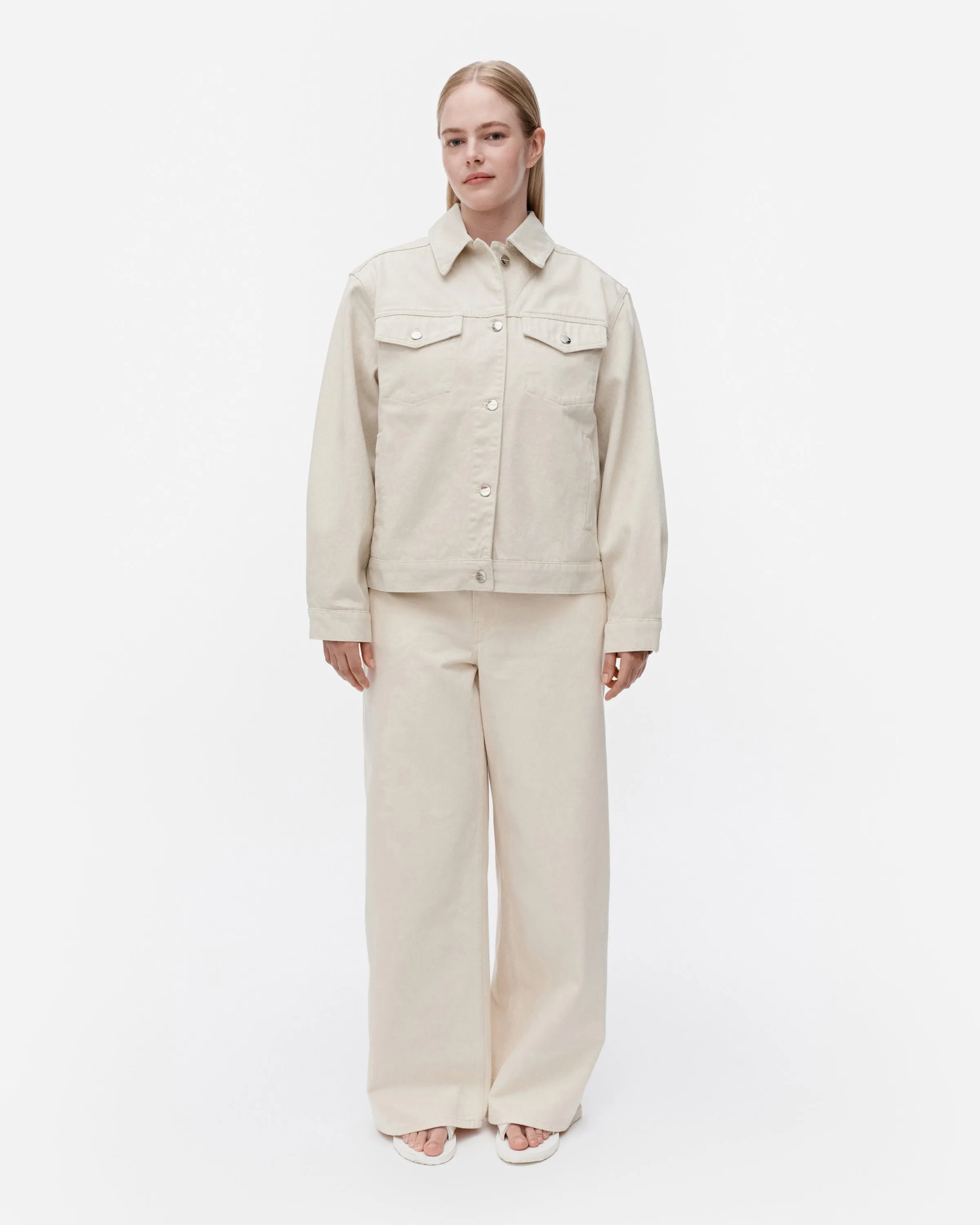 kioski ystävyys unikko denim jacket - cream