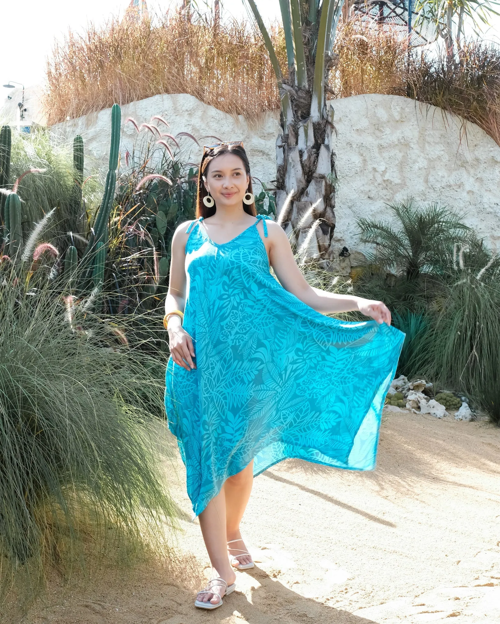 Leaf Print Handkerchief Dress