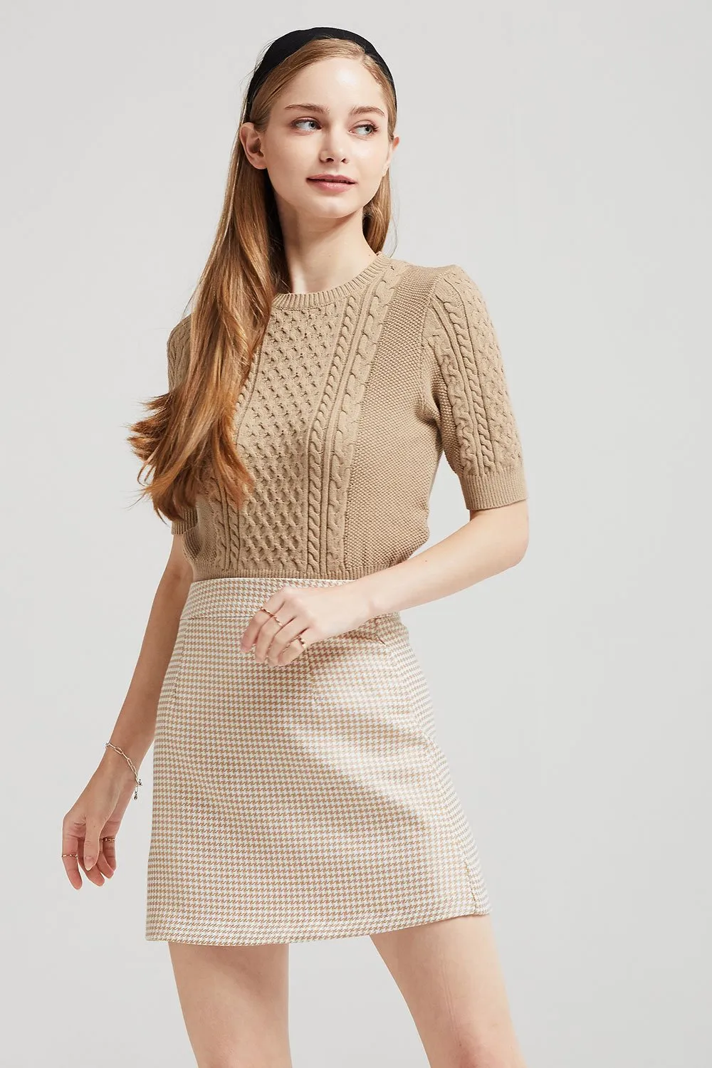 Lilah Houndstooth Mini Skirt