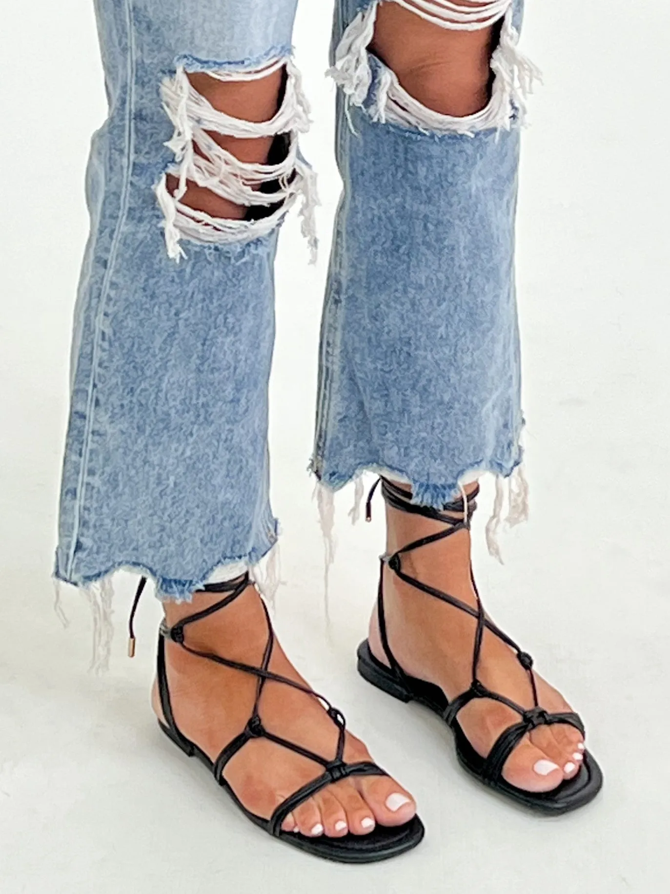 Lucia Lace-Up Sandal | Black | FINAL SALE
