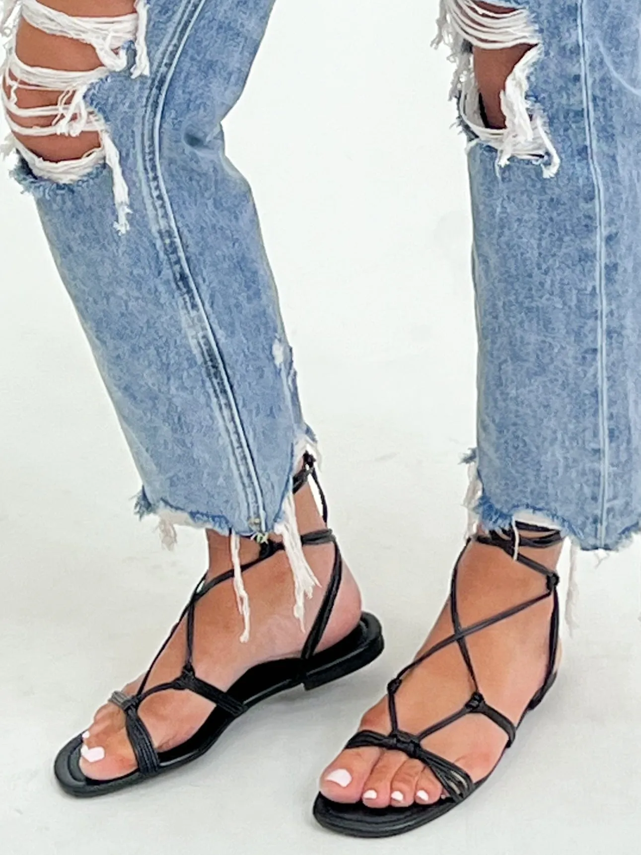 Lucia Lace-Up Sandal | Black | FINAL SALE
