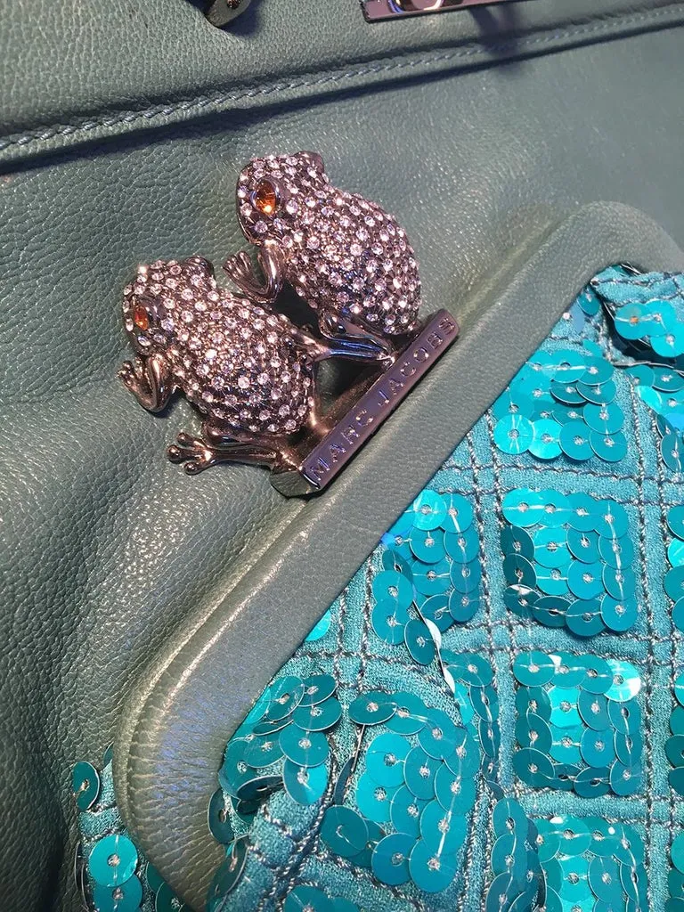Marc Jacobs Teal Leather and Sequin Duffy Frog Tote