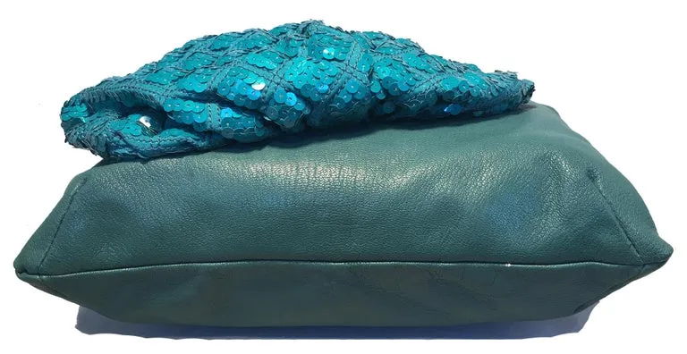 Marc Jacobs Teal Leather and Sequin Duffy Frog Tote