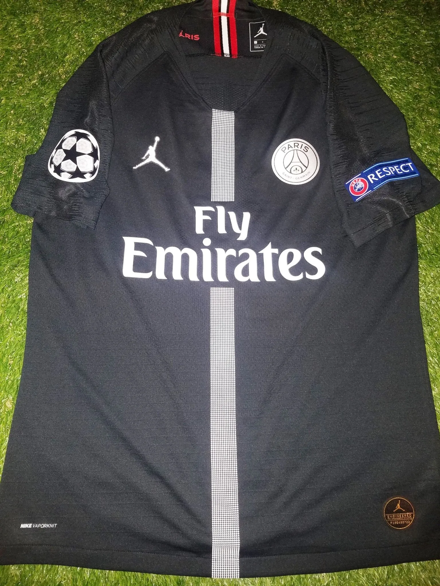 Mbappe Psg Paris Saint Germain JORDAN VAPORKNIT PLAYER ISSUE 2018 2019 Black Jersey SKU# 918923-012 L