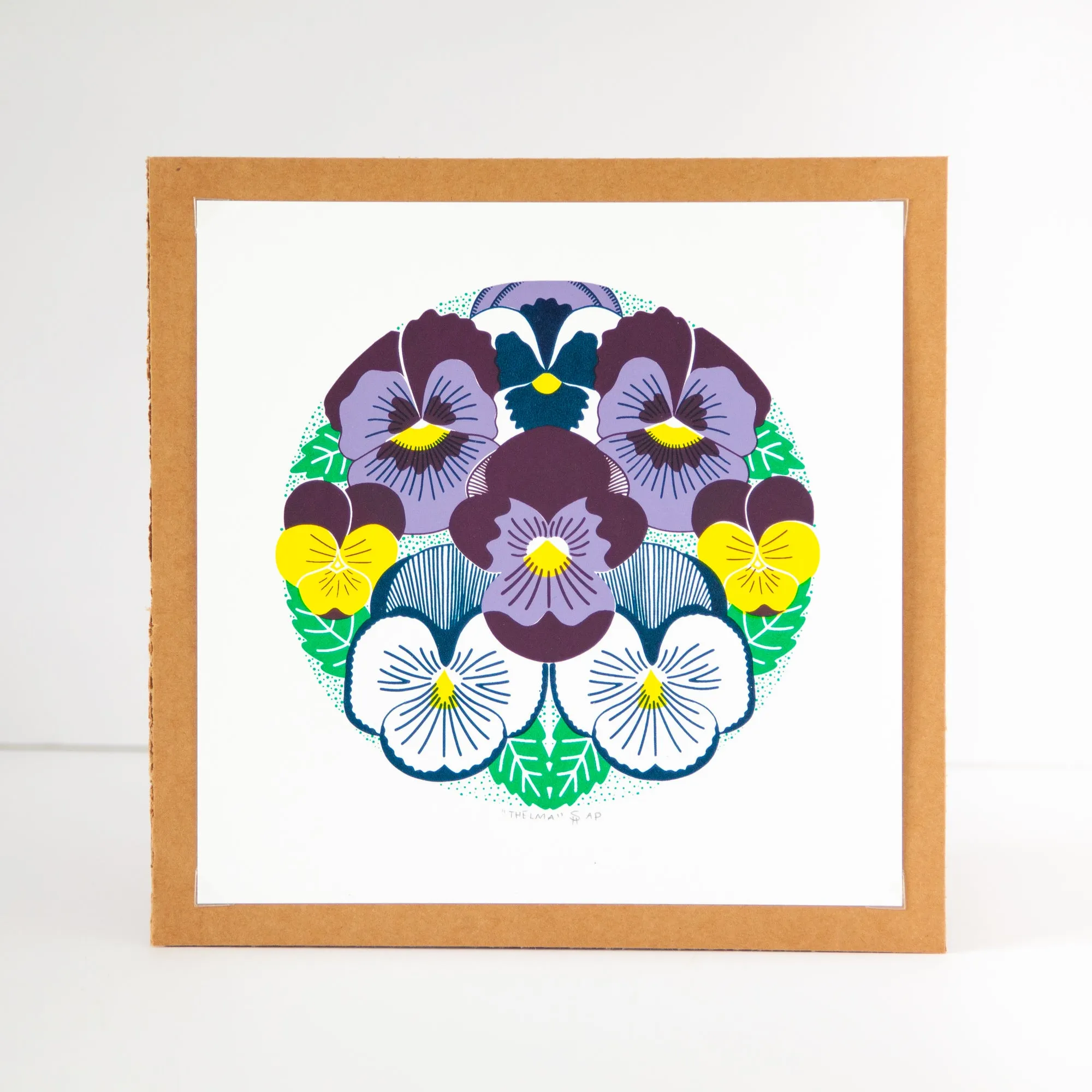 pansy flower art print, purple pansies wall art, Thelma print with spring flowers