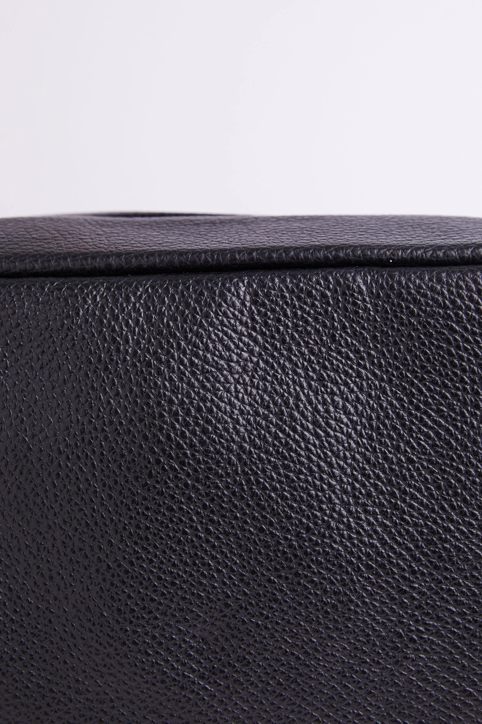 Personalised Leather Pouch Cosmetic Bag - Black Pebble with Gold Hardware