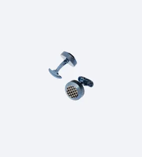 Round Checkered Cufflink