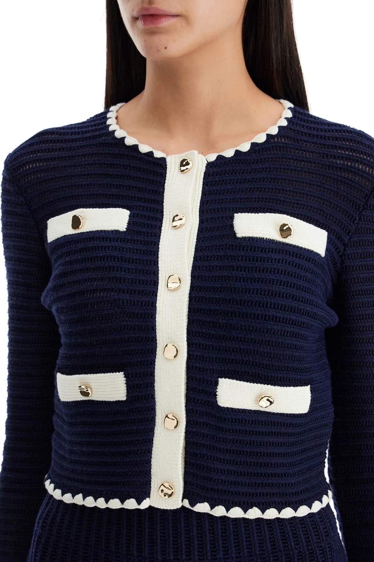 SELF PORTRAIT cropped crochet cardigan for