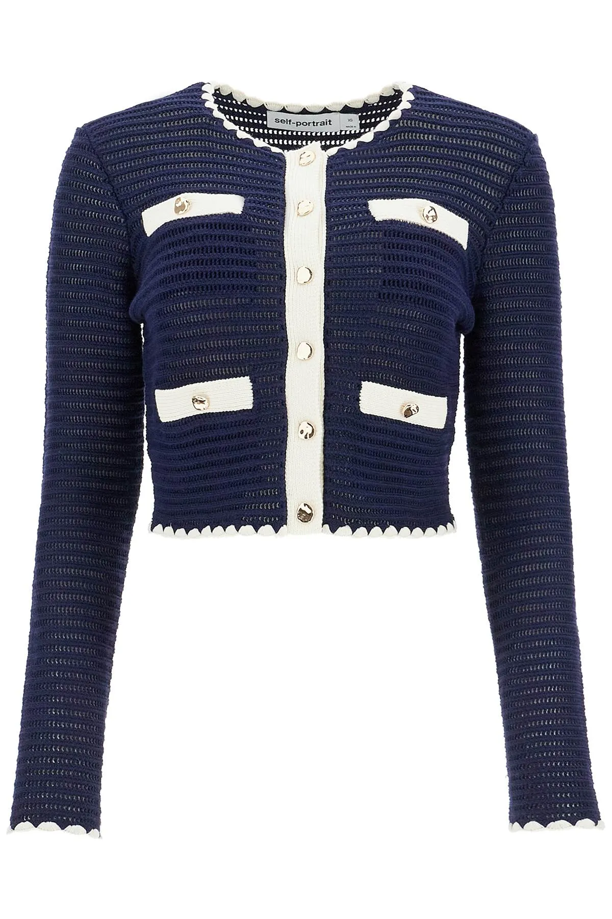 SELF PORTRAIT cropped crochet cardigan for