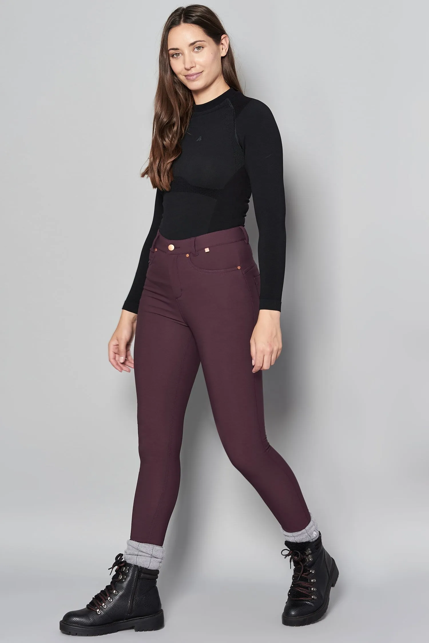 Thermal Skinny Outdoor Pants - Aubergine