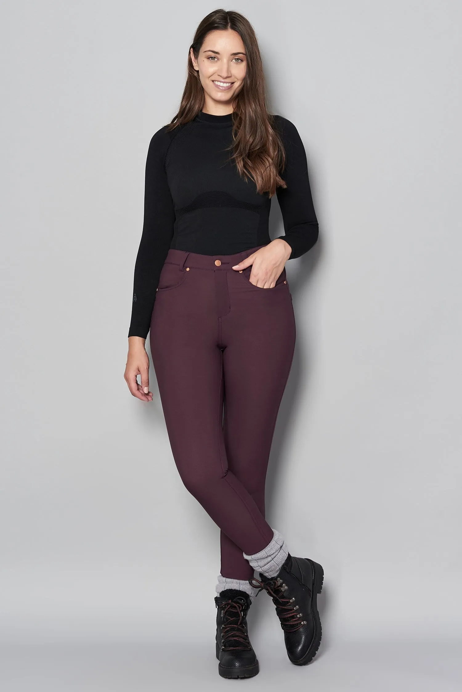 Thermal Skinny Outdoor Pants - Aubergine