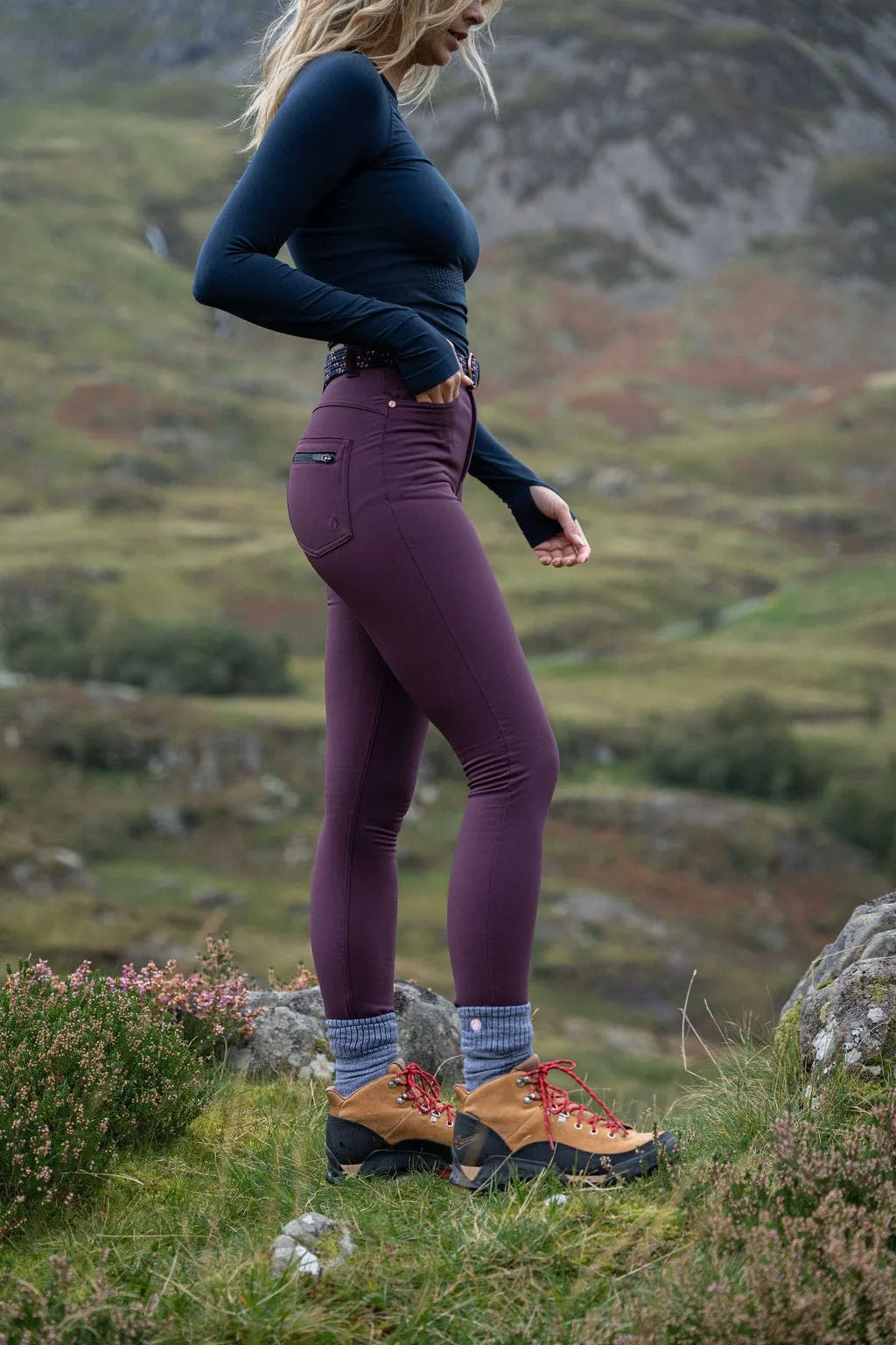 Thermal Skinny Outdoor Pants - Aubergine