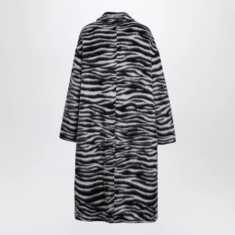 ZEBRA PATTERN COAT IN TEXTURED WOOL BLEND